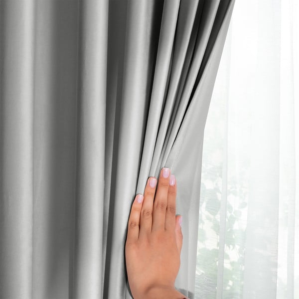 Světle šedý sametový dimout závěs 140x270 cm Pleat – Restilo-image-4