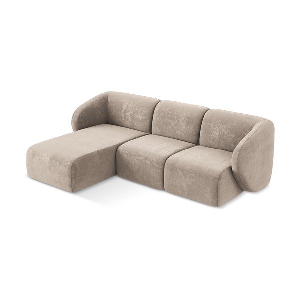 Světle hnědá žinylková rohová pohovka (levý roh/s lenoškou) Lani – Makamii-image-2