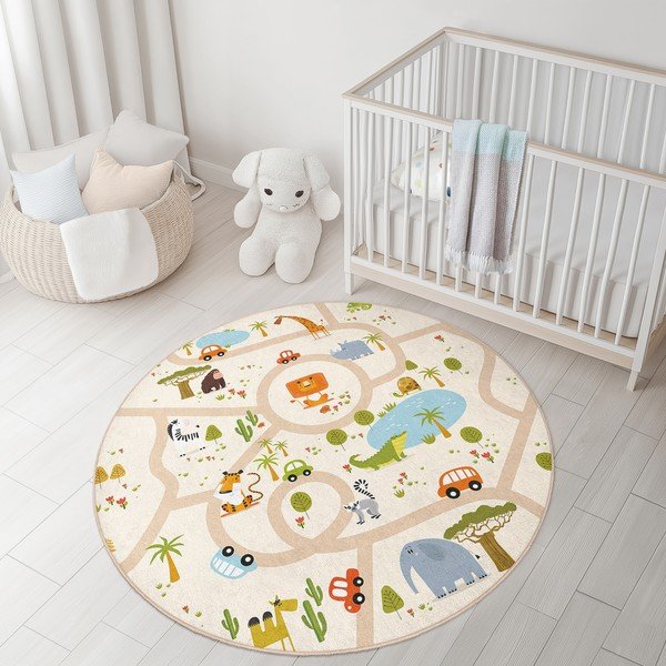 Pratelný dětský hrací koberec ø100 cm Savana Ride – Mila Home-image-3