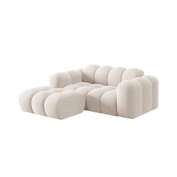 Krémová žinylková rohová pohovka (levý roh/s lenoškou) Treno – Cosmopolitan Design-image-1