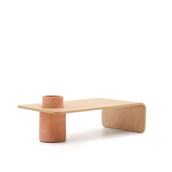 Kulatý konferenční stolek v dekoru jasanu v přírodní barvě 60x110 cm Olaria – Kave Home