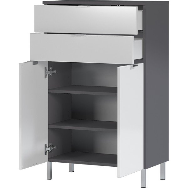 Bílo-šedá vysoká koupelnová skříňka 60x97 cm Mauresa - Germania-image-2