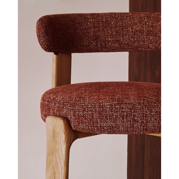 Barová židle z jasanového dřeva v terakotové barvě/ve světle přírodní barvě (výška sedáku 65 cm) Granite – Kave Home-image-2