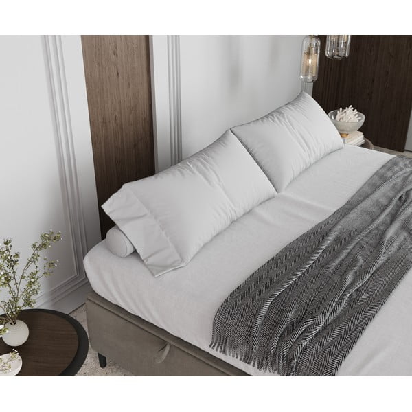 Krémová čalouněná dvoulůžková postel s úložným prostorem 200x200 cm Tate – Maison de Rêve-image-4