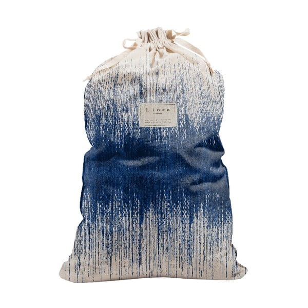 Látkový vak na prádlo s příměsí lnu Really Nice Things Bag Blue Hippy, výška 75 cm