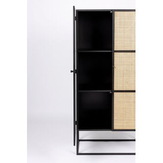 Černá ratanová skříňka 70x145 cm Guuji - White Label