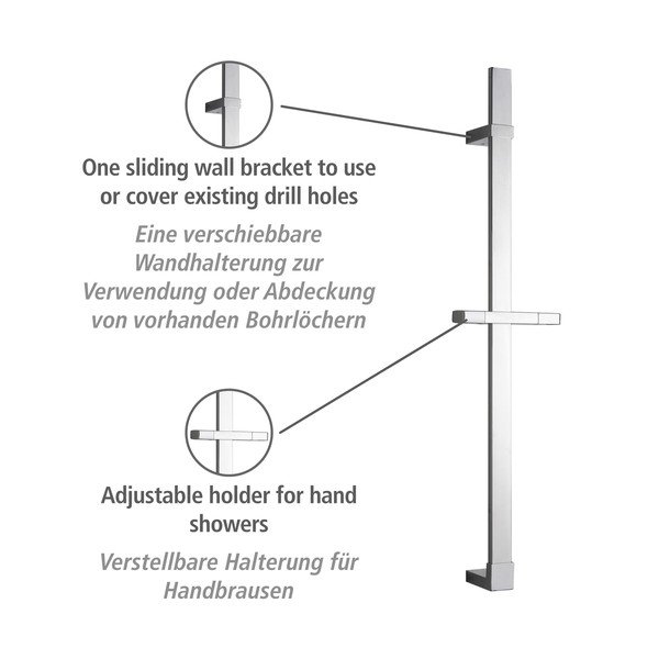 Nástěnná sprchová tyč z nerezové oceli v leskle stříbrné barvě 68 cm Design – Wenko-image-3