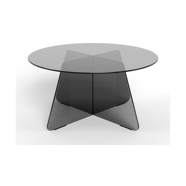 Šedý skleněný kulatý konferenční stolek ø 80 cm Samos – Actona-image-2