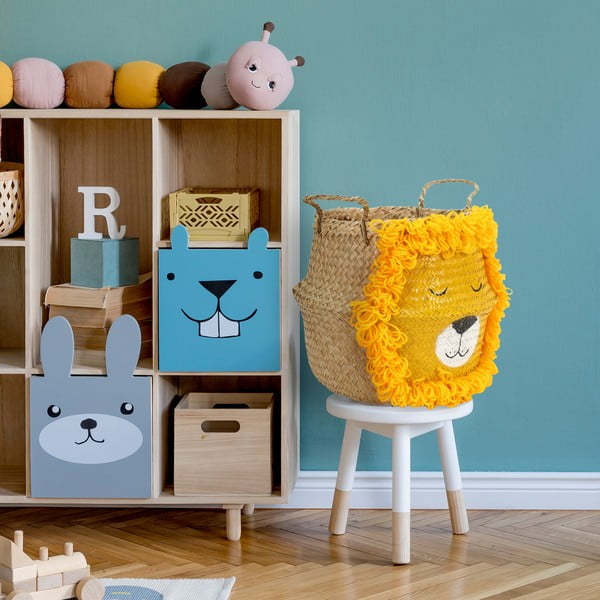 Dětský koš na hračky z mořské trávy ve žluto-přírodní barvě ø 30x28 cm Lion – Compactor-image-1