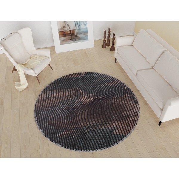 Černý pratelný kulatý koberec ø 80 cm – Vitaus-image-1