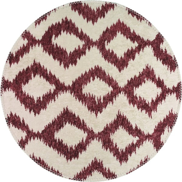 Vínovo-bílý pratelný kulatý koberec ø 120 cm – Vitaus