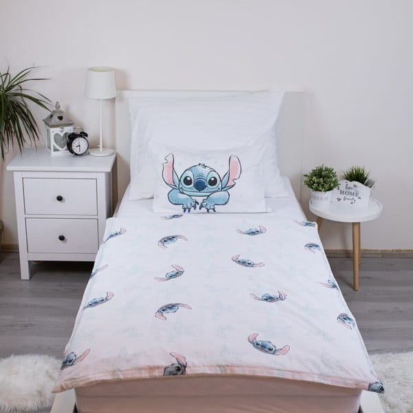 Bílé bavlněné dětské povlečení do postýlky 100x135 cm Lilo and Stitch "White Star" – Jerry Fabrics-image-2