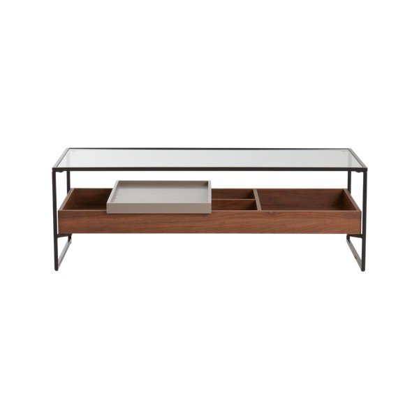 Konferenční stolek se skleněnou deskou v tmavě přírodní barvě 60x120 cm Sveg – Jotex-image-4