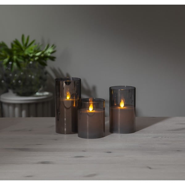 Šedá LED vosková svíčka ve skle Star Trading M-Twinkle, výška 12,5 cm-image-2