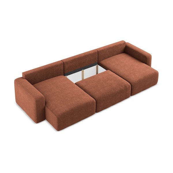 Žinylková rozkládací/s úložným prostorem rohová pohovka v terakotové barvě (do "U") Kona – Makamii-image-4