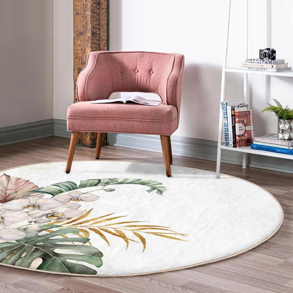 Krémový pratelný kulatý koberec vhodný pro robotické vysavače ø 100 cm Comfort – Mila Home-image-4