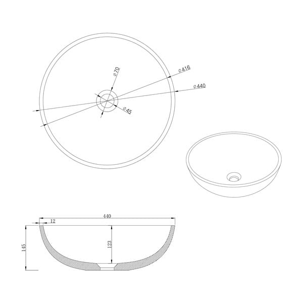 Tmavě šedé betonové kulaté umyvadlo ø 44 cm Turf – Sapho-image-3