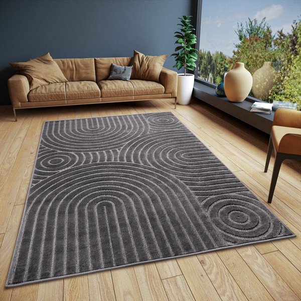 Antracitový koberec 67x120 cm Iconic Wave – Hanse Home-image-1