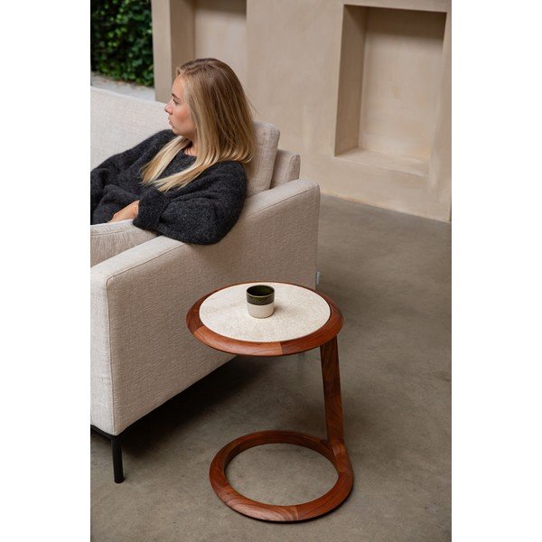 Kulatý odkládací stolek s deskou z kamene 41x45 cm Doppio – Zuiver-image-1