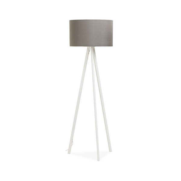 Stojací lampa s bílou konstrukcí a šedým stínítkem Kokoon Trivet-image-4