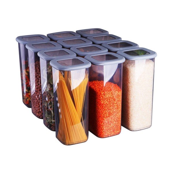 Plastové dózy v sadě 12 ks na potraviny Fresco – Hermia