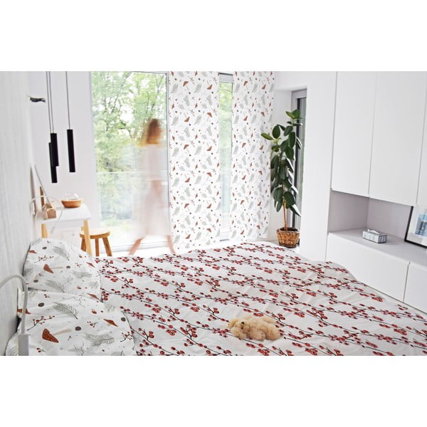 Bílý závěs z bavlněného saténu 110x250 cm Toadstools – Butter Kings-image-1