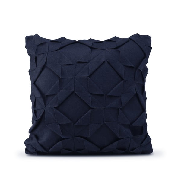 Tmavě modrý vlněný povlak na polštář HF Living Felt Origami, 50 x 50 cm