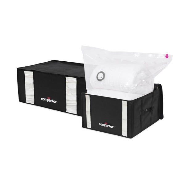 Vakuové vyztužené látkové úložné boxy na oblečení v sadě 2 ks 50x65x27 cm Black Edition – Compactor
