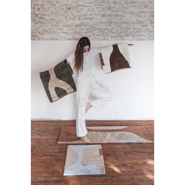 Bílo-hnědý pratelný bavlněný koberec 50x80 cm Figura – Mette Ditmer Denmark-image-3