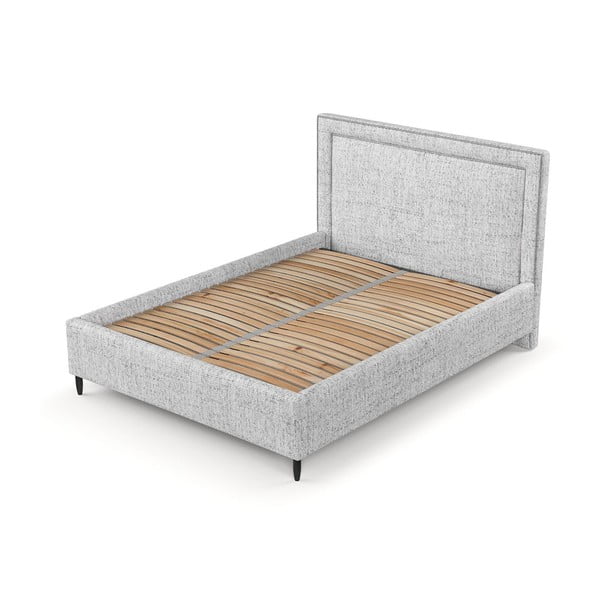 Světle šedá čalouněná dvoulůžková postel s úložným prostorem s roštem 180x200 cm Baleine – Maison de Rêve-image-4