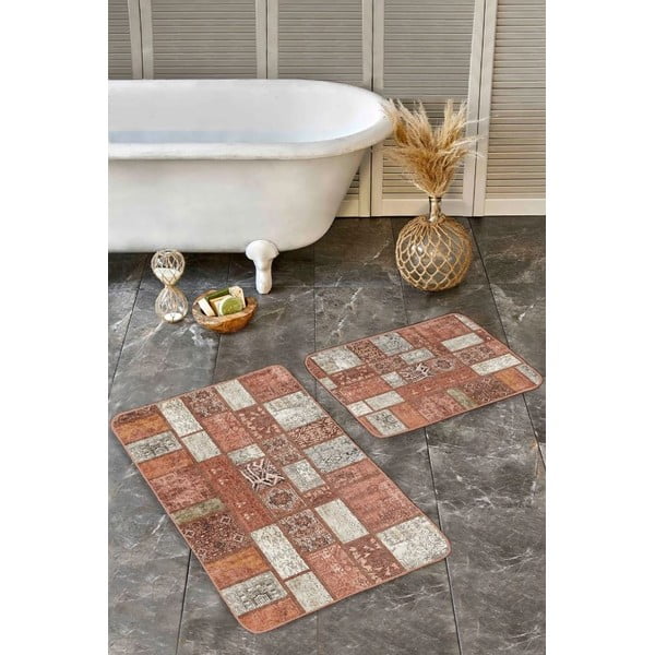 Hnědé sametové koupelnové předložky v sadě 2 ks 60x100 cm – Mila Home-image-4