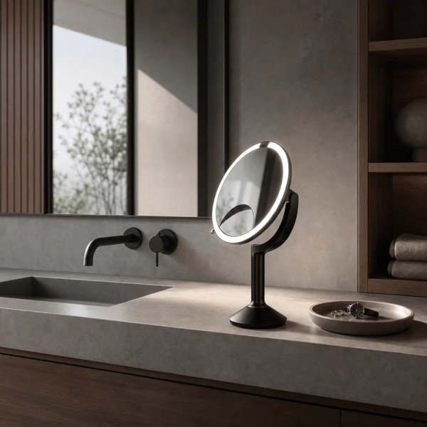Kosmetické zrcadlo s osvětlením/zvětšovací (zvětšení 5x/zvětšení 10x) ø 20 cm Trio – simplehuman-image-3