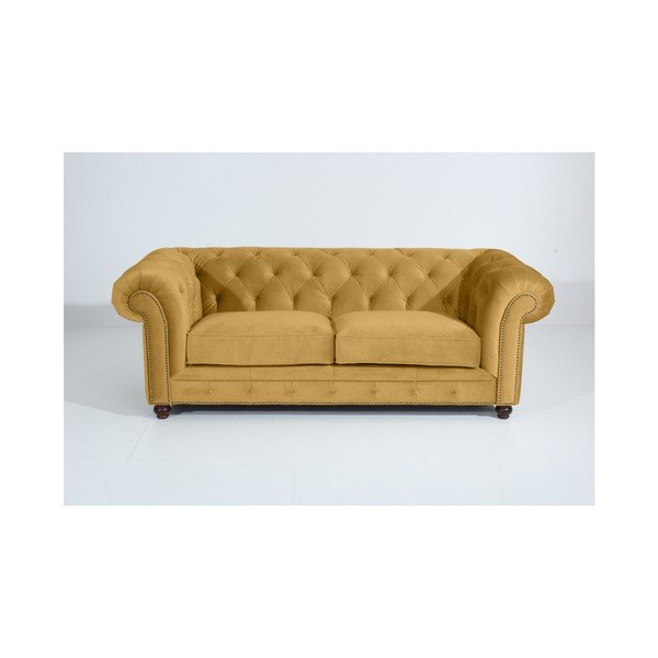Žlutá pohovka Max Winzer Orleans Velvet, 216 cm