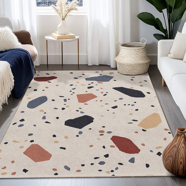 Krémový pratelný koberec 60x100 cm Cracked Terrazzo – Mila Home-image-4