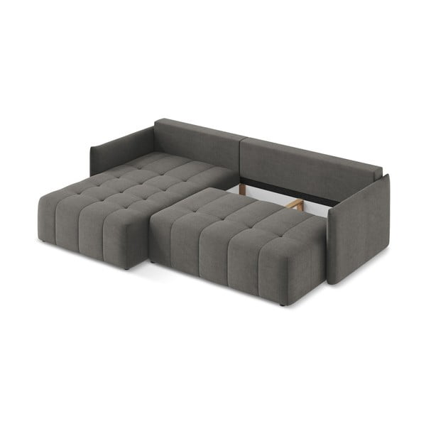 Tmavě šedá rozkládací/s úložným prostorem rohová pohovka (levý roh/s lenoškou) Moku – Makamii-image-3