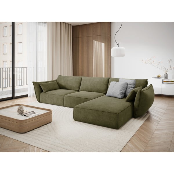 Zelená rohová pohovka (pravý roh) Vanda – Mazzini Sofas-image-1