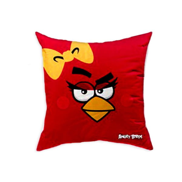 Červený polštář Angry Birds 016 Girl, 40 x 40 cm