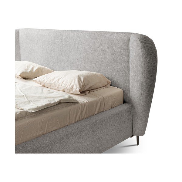 Světle šedá čalouněná dvoulůžková postel s roštem 180x200 cm Makana – Makamii-image-3