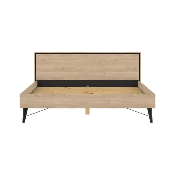 Dvoulůžková postel v dekoru dubu s roštem 180x200 cm v přírodní barvě Ry – Tvilum-image-2