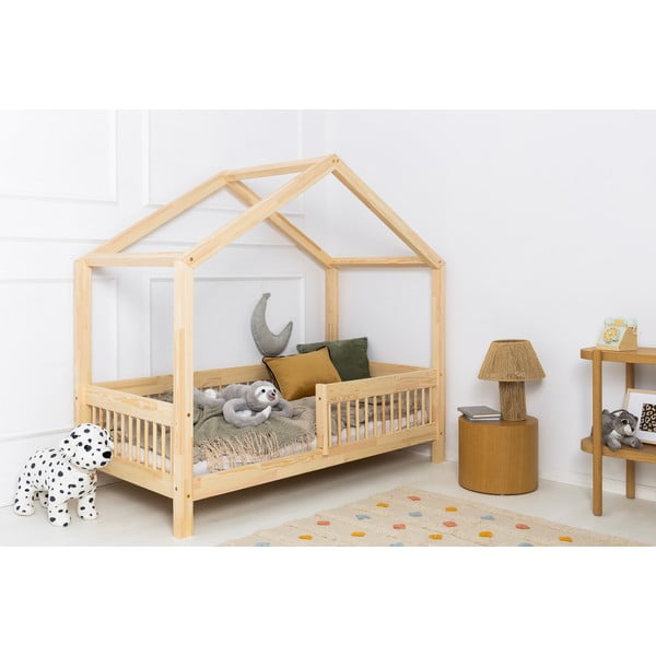 Domečková dětská postel z borovicového dřeva s úložným prostorem a výsuvným lůžkem v přírodní barvě 140x200 cm Mila RMW – Adeko-image-2