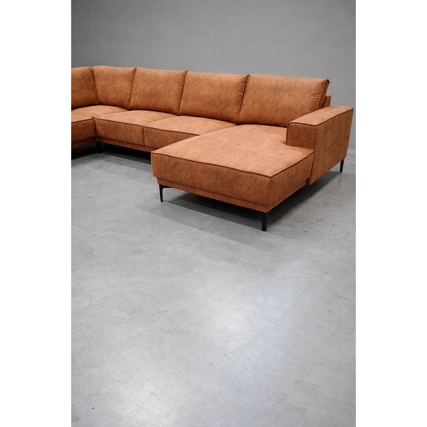 Koňakově hnědá rohová pohovka z imitace kůže (levý roh/do "U") Copenhagen - II. jakost – Scandic-image-2