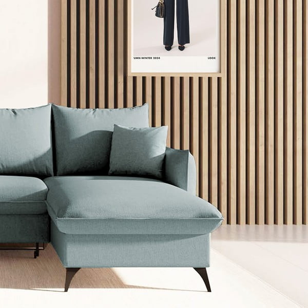 Světle modrá rozkládací/s úložným prostorem rohová pohovka (pravý roh/s lenoškou) Brim – Rodier-image-4