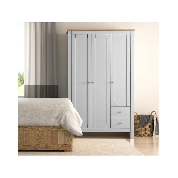 Šatní skříň v dekoru dubu v šedo-přírodní barvě 112x180 cm Emerald – Støraa-image-2