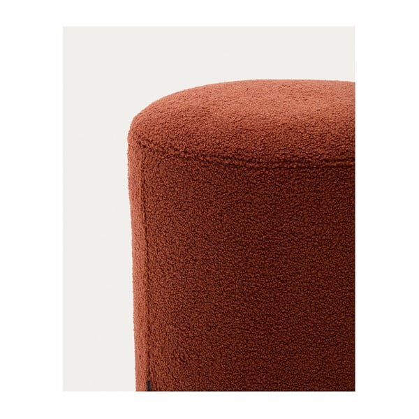 Taburet v terakotové barvě z textilie bouclé Kaeli – Kave Home-image-2