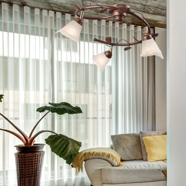 Tmavě hnědé stropní svítidlo se skleněným stínidlem ø 13 cm Bluszcz – LAMKUR-image-2