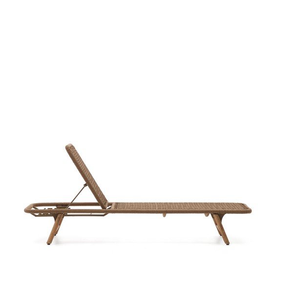 Hnědé dřevěné/kovové zahradní lehátko Dandara – Kave Home-image-2