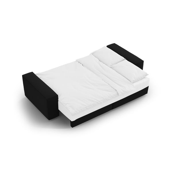 Černá sametová rozkládací/s úložným prostorem pohovka 247 cm Jodie – Micadoni -image-4