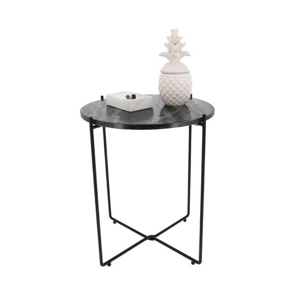 Černý odkládací stolek s mramorovou deskou Compactor Agneta-image-1