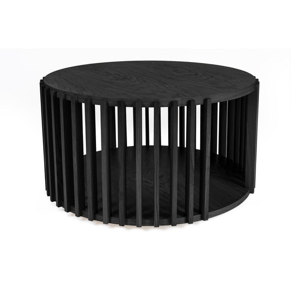 Černý konferenční stolek z dubového dřeva Woodman Drum, ø 83 cm-image-2