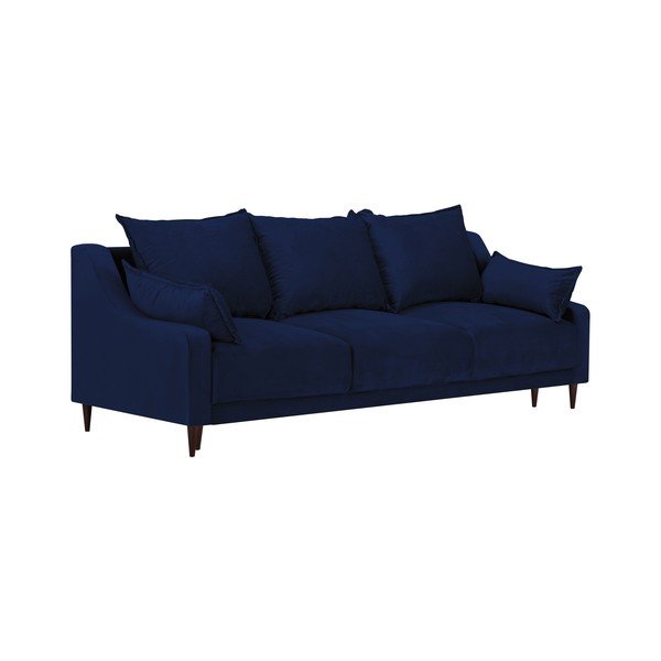 Modrá sametová rozkládací pohovka s úložným prostorem Mazzini Sofas Freesia, 215 cm-image-2